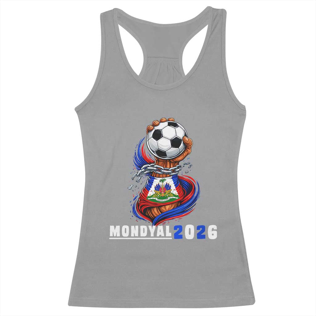 Mondyal 2026 Haiti Freedom Fist Broken Chains Soccer Graphic Racerback Tank Top Haitian Flag Football Sports Fan