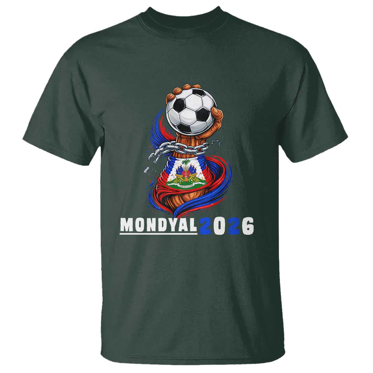 Mondyal 2026 Haiti Freedom Fist Broken Chains Soccer Graphic T Shirt Haitian Flag Football Sports Fan