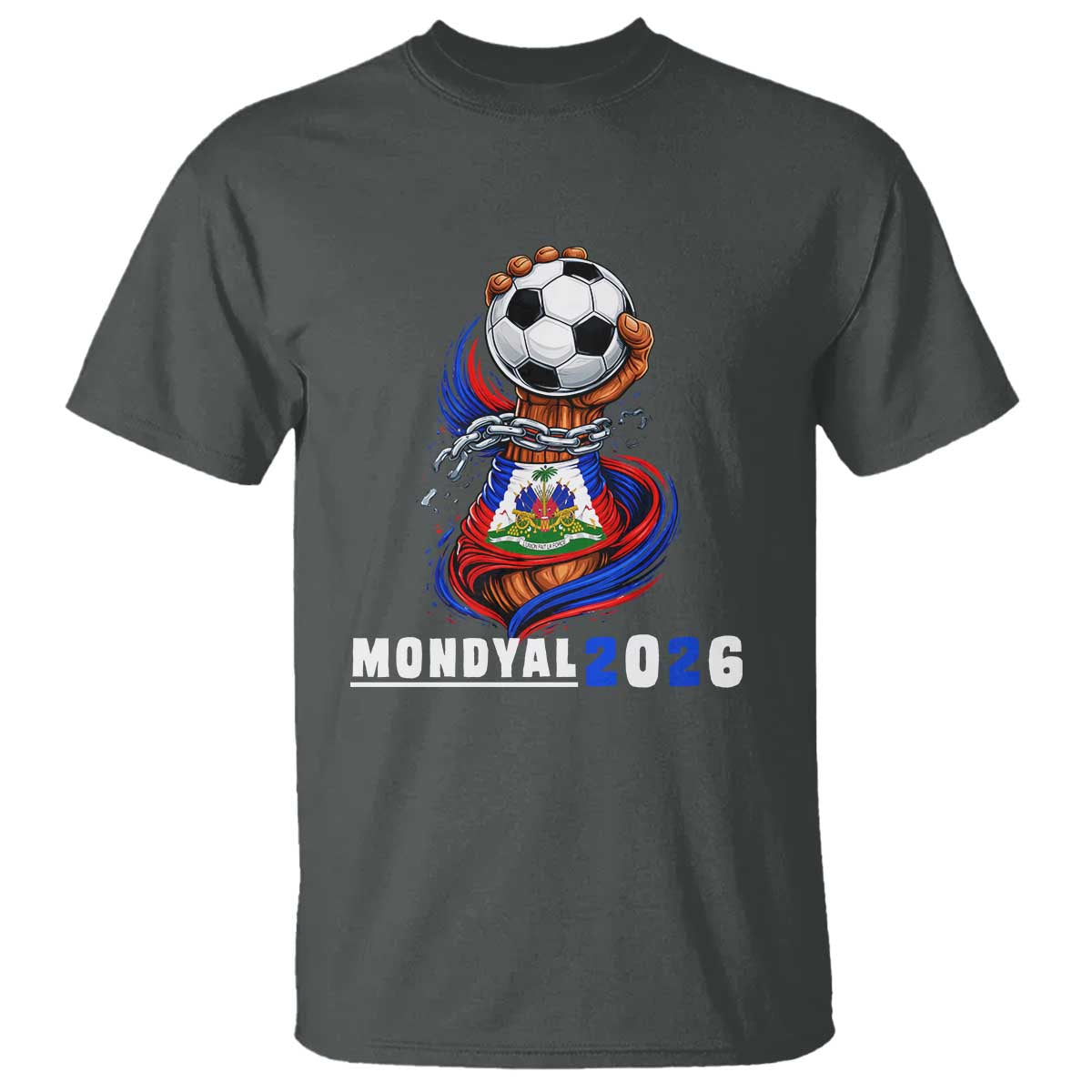 Mondyal 2026 Haiti Freedom Fist Broken Chains Soccer Graphic T Shirt Haitian Flag Football Sports Fan