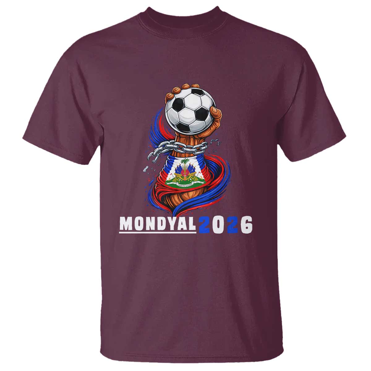 Mondyal 2026 Haiti Freedom Fist Broken Chains Soccer Graphic T Shirt Haitian Flag Football Sports Fan