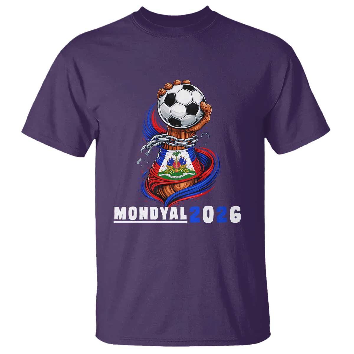 Mondyal 2026 Haiti Freedom Fist Broken Chains Soccer Graphic T Shirt Haitian Flag Football Sports Fan