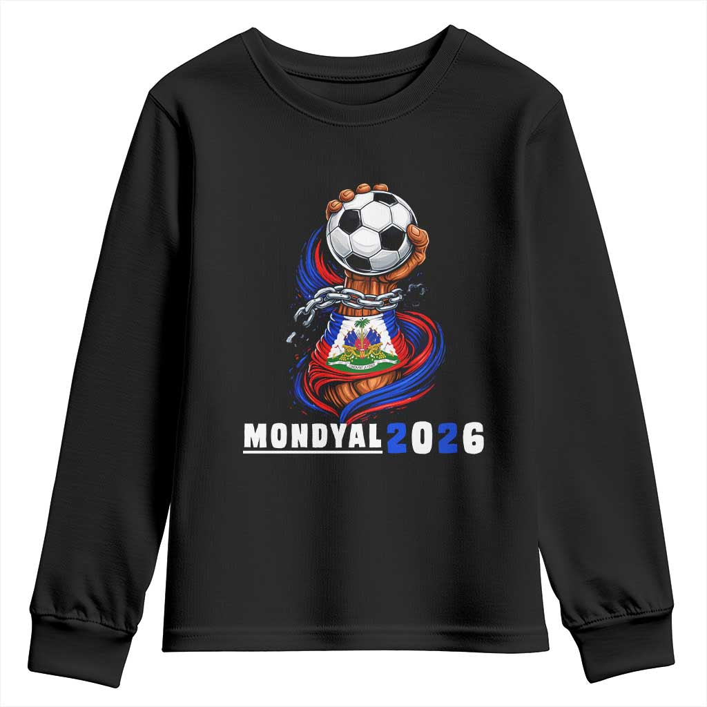 Mondyal 2026 Haiti Freedom Fist Broken Chains Soccer Graphic Youth Sweatshirt Haitian Flag Football Sports Fan