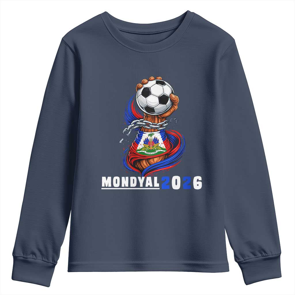 Mondyal 2026 Haiti Freedom Fist Broken Chains Soccer Graphic Youth Sweatshirt Haitian Flag Football Sports Fan