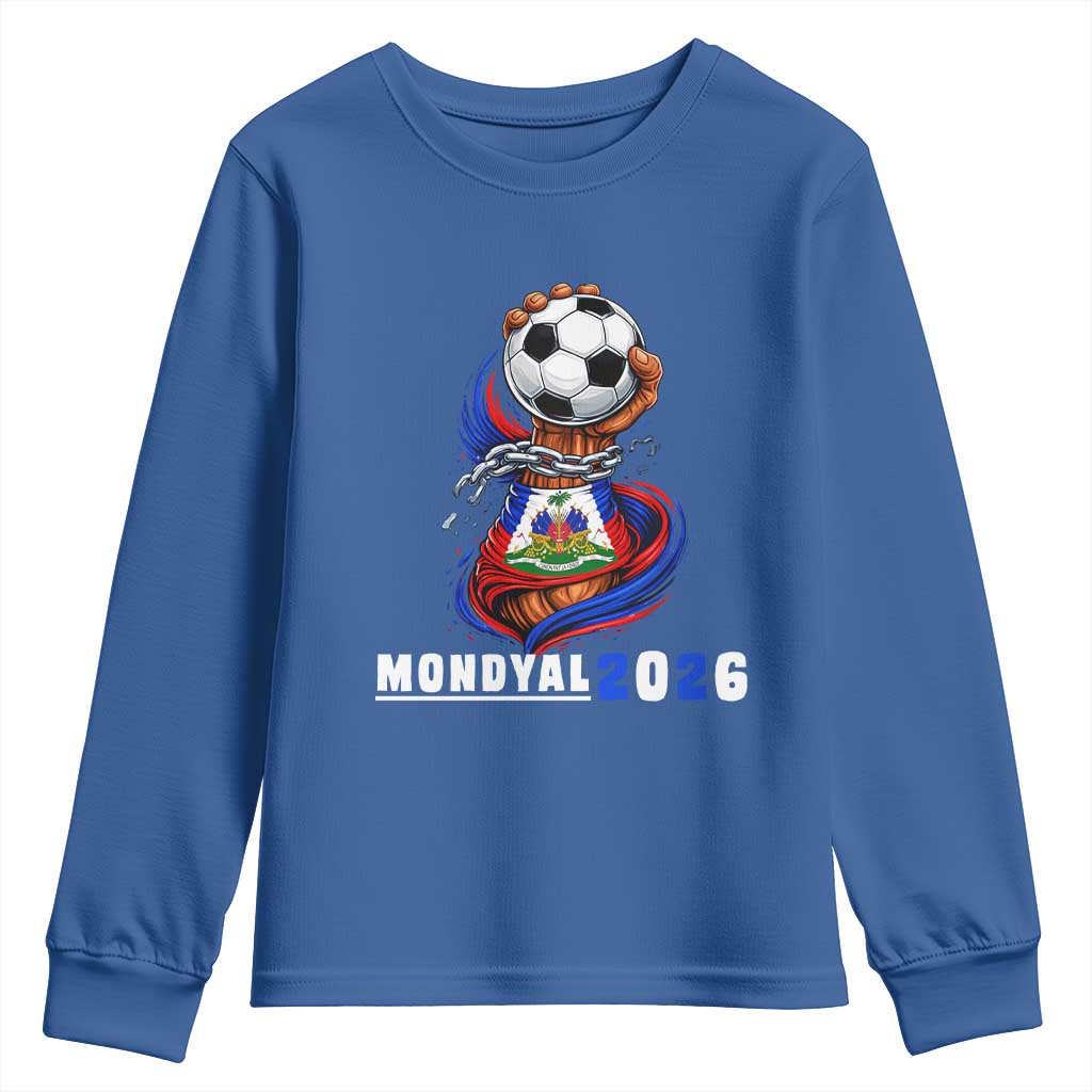 Mondyal 2026 Haiti Freedom Fist Broken Chains Soccer Graphic Youth Sweatshirt Haitian Flag Football Sports Fan