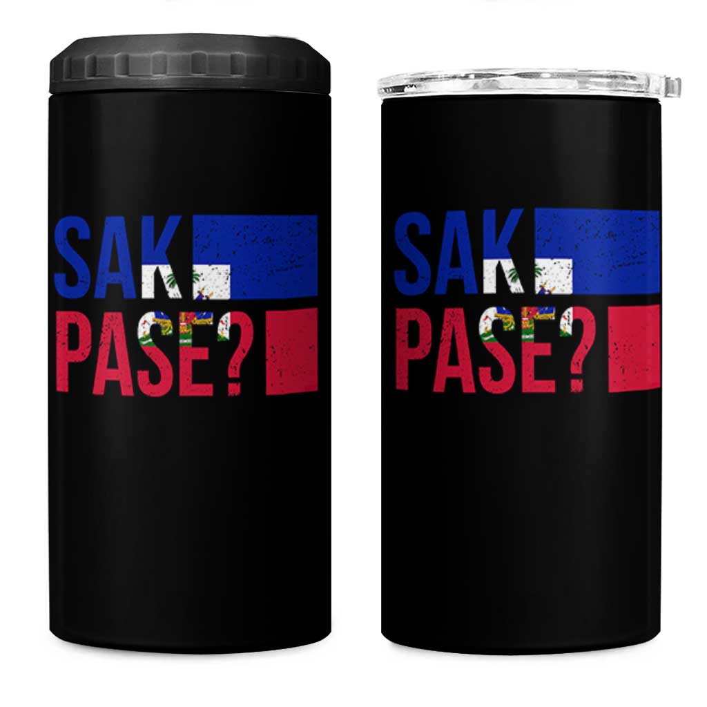 Sak Pase Haitian Creole 4 in 1 Can Cooler Tumbler Haiti Flag Heritage Pride