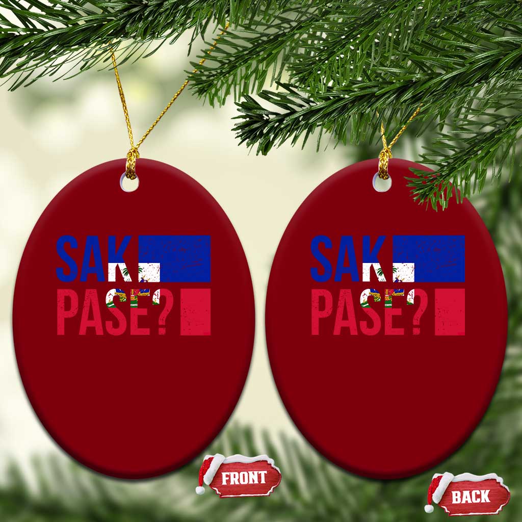 Sak Pase Haitian Creole Ceramic Ornament Haiti Flag Heritage Pride