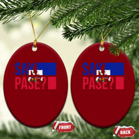Sak Pase Haitian Creole Ceramic Ornament Haiti Flag Heritage Pride