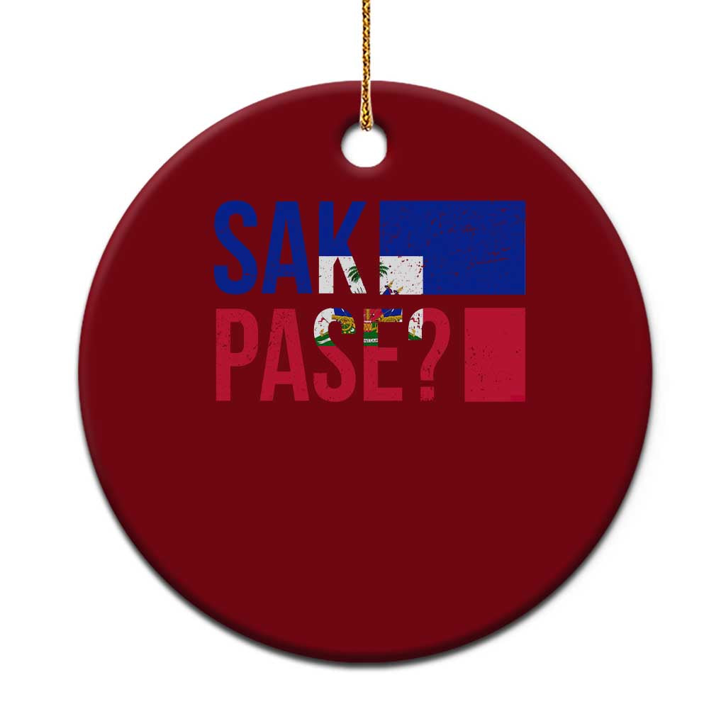 Sak Pase Haitian Creole Ceramic Ornament Haiti Flag Heritage Pride