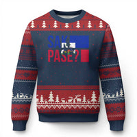 Sak Pase Haitian Creole Ugly Christmas Sweater Haiti Flag Heritage Pride
