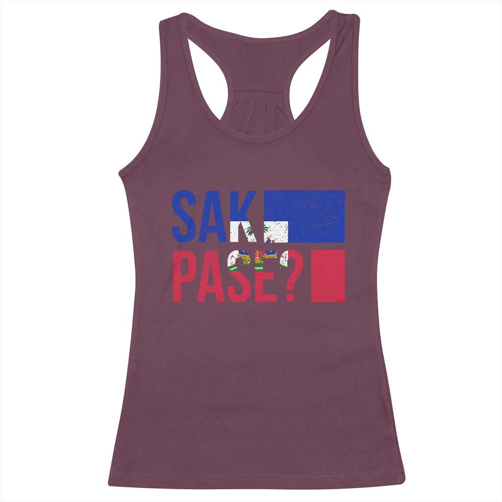 Sak Pase Haitian Creole Racerback Tank Top Haiti Flag Heritage Pride