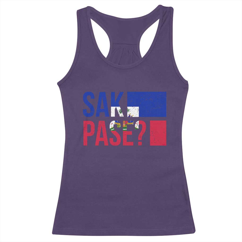 Sak Pase Haitian Creole Racerback Tank Top Haiti Flag Heritage Pride