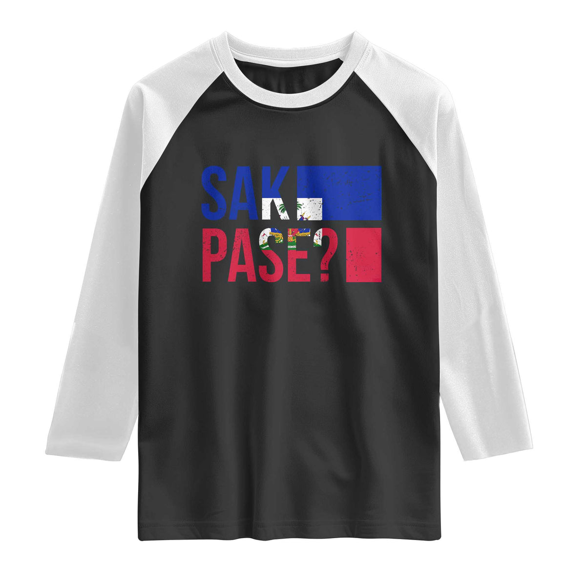 Sak Pase Haitian Creole Raglan Shirt Haiti Flag Heritage Pride