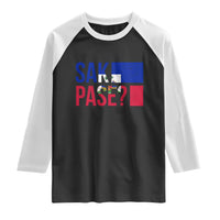 Sak Pase Haitian Creole Raglan Shirt Haiti Flag Heritage Pride