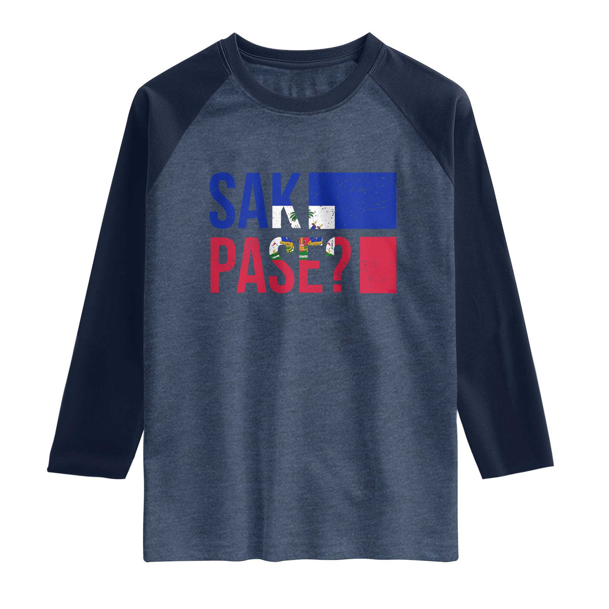 Sak Pase Haitian Creole Raglan Shirt Haiti Flag Heritage Pride