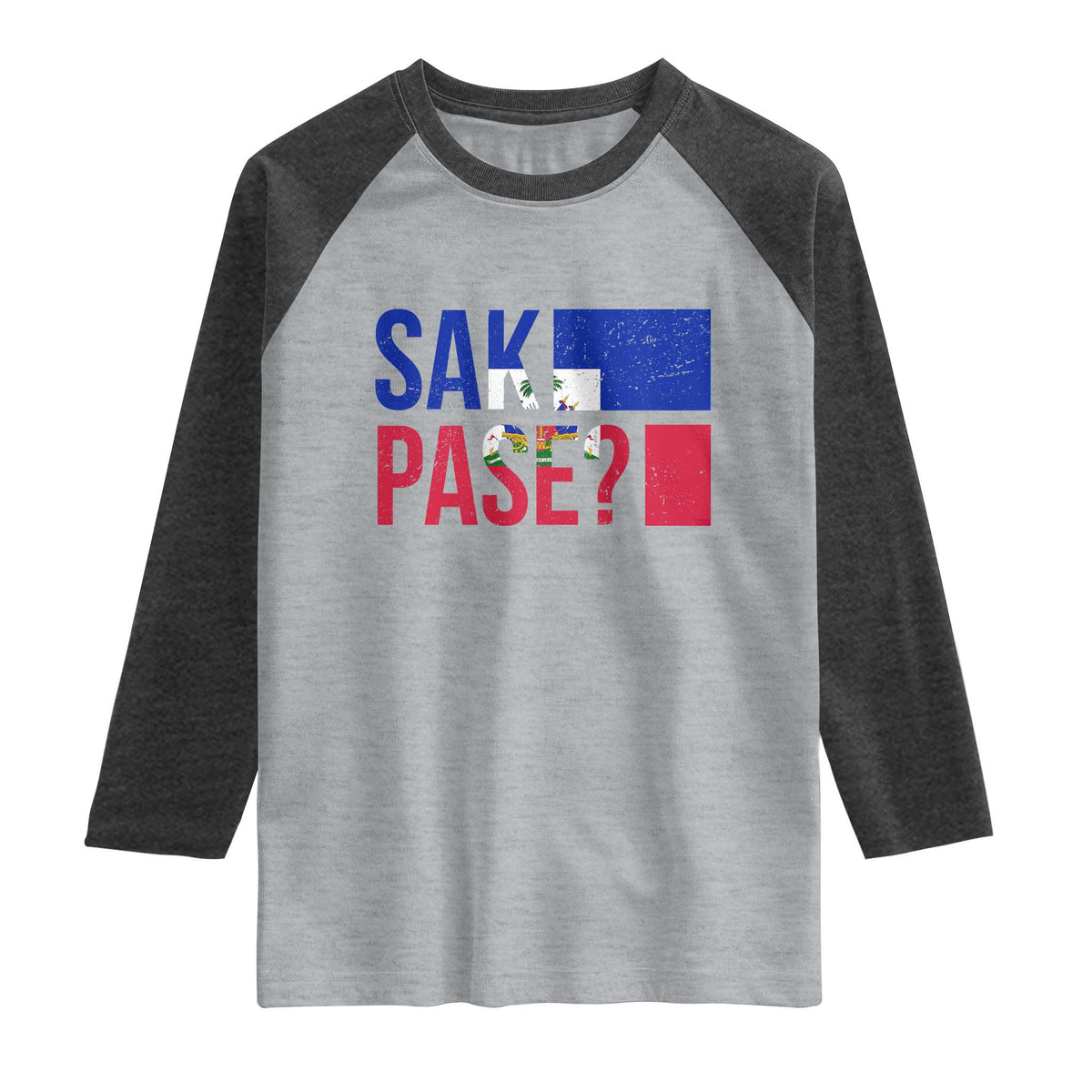 Sak Pase Haitian Creole Raglan Shirt Haiti Flag Heritage Pride