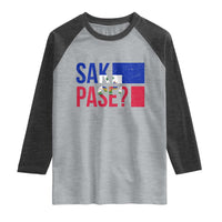 Sak Pase Haitian Creole Raglan Shirt Haiti Flag Heritage Pride