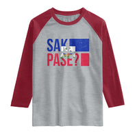 Sak Pase Haitian Creole Raglan Shirt Haiti Flag Heritage Pride
