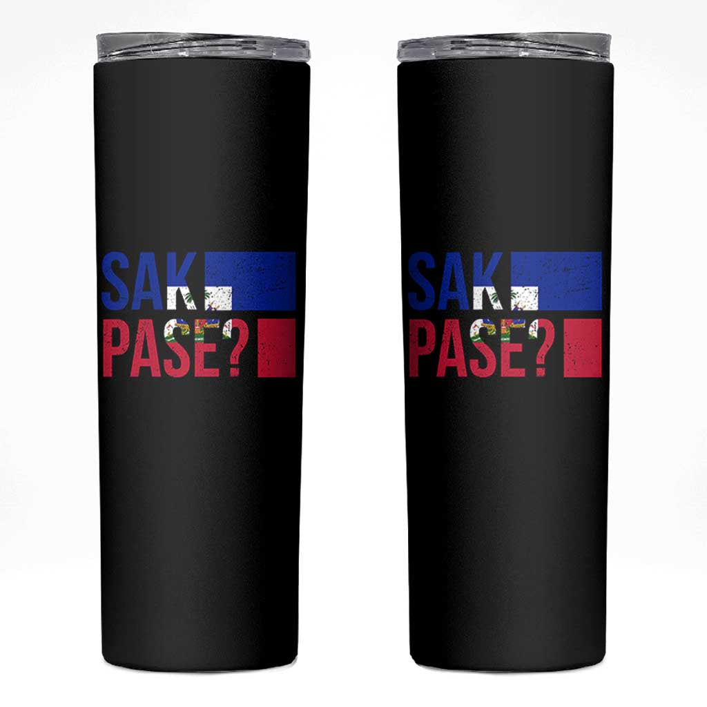 Sak Pase Haitian Creole Skinny Tumbler Haiti Flag Heritage Pride