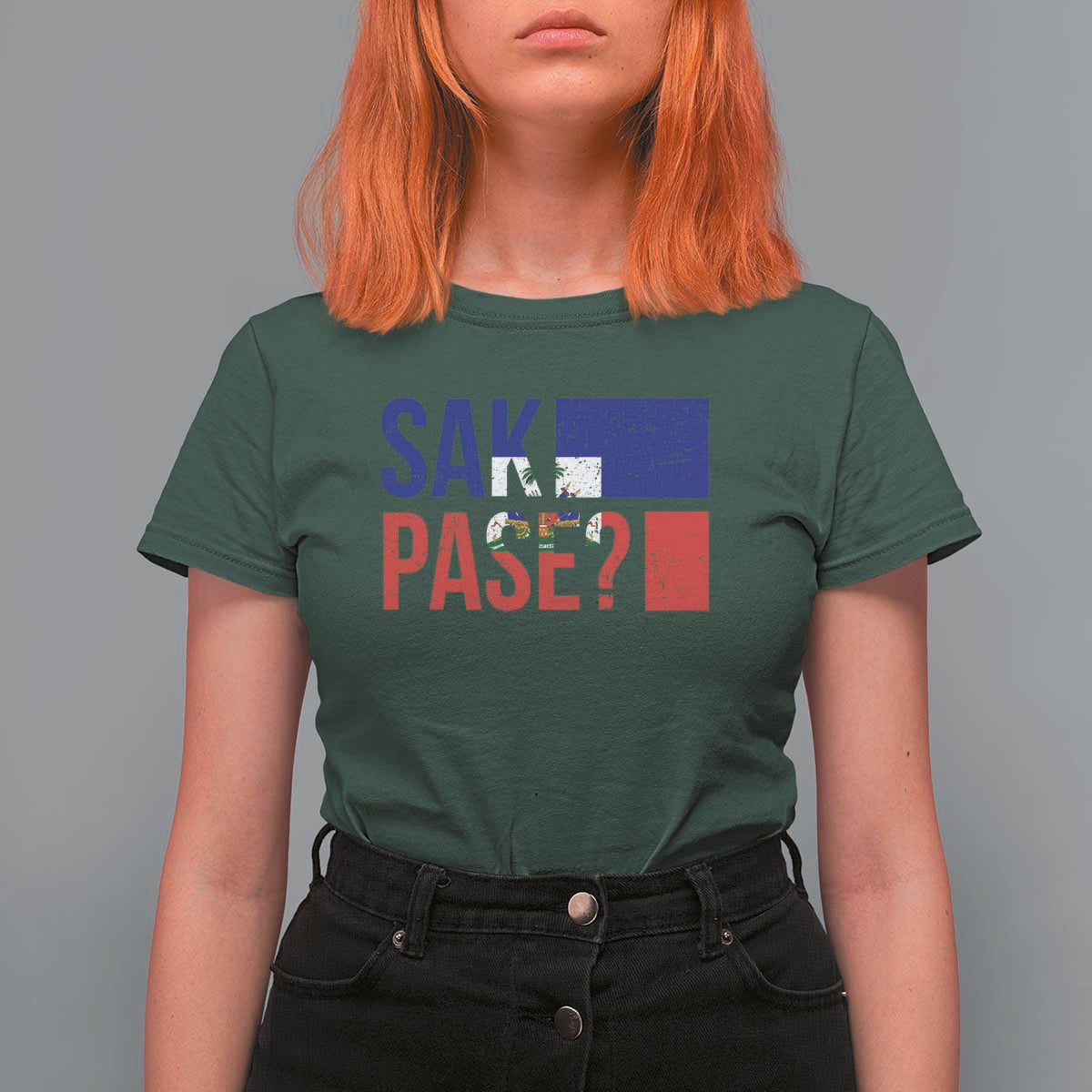 Sak Pase Haitian Creole T Shirt For Women Haiti Flag Heritage Pride