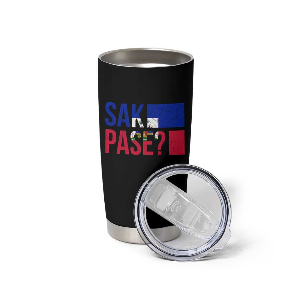 Sak Pase Haitian Creole Tumbler Cup Haiti Flag Heritage Pride