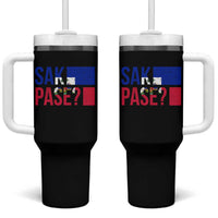 Sak Pase Haitian Creole Tumbler With Handle Haiti Flag Heritage Pride
