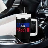 Sak Pase Haitian Creole Tumbler With Handle Haiti Flag Heritage Pride