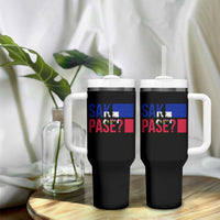 Sak Pase Haitian Creole Tumbler With Handle Haiti Flag Heritage Pride