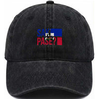 Sak Pase Haitian Creole Washed Cotton Baseball Cap Haiti Flag Heritage Pride