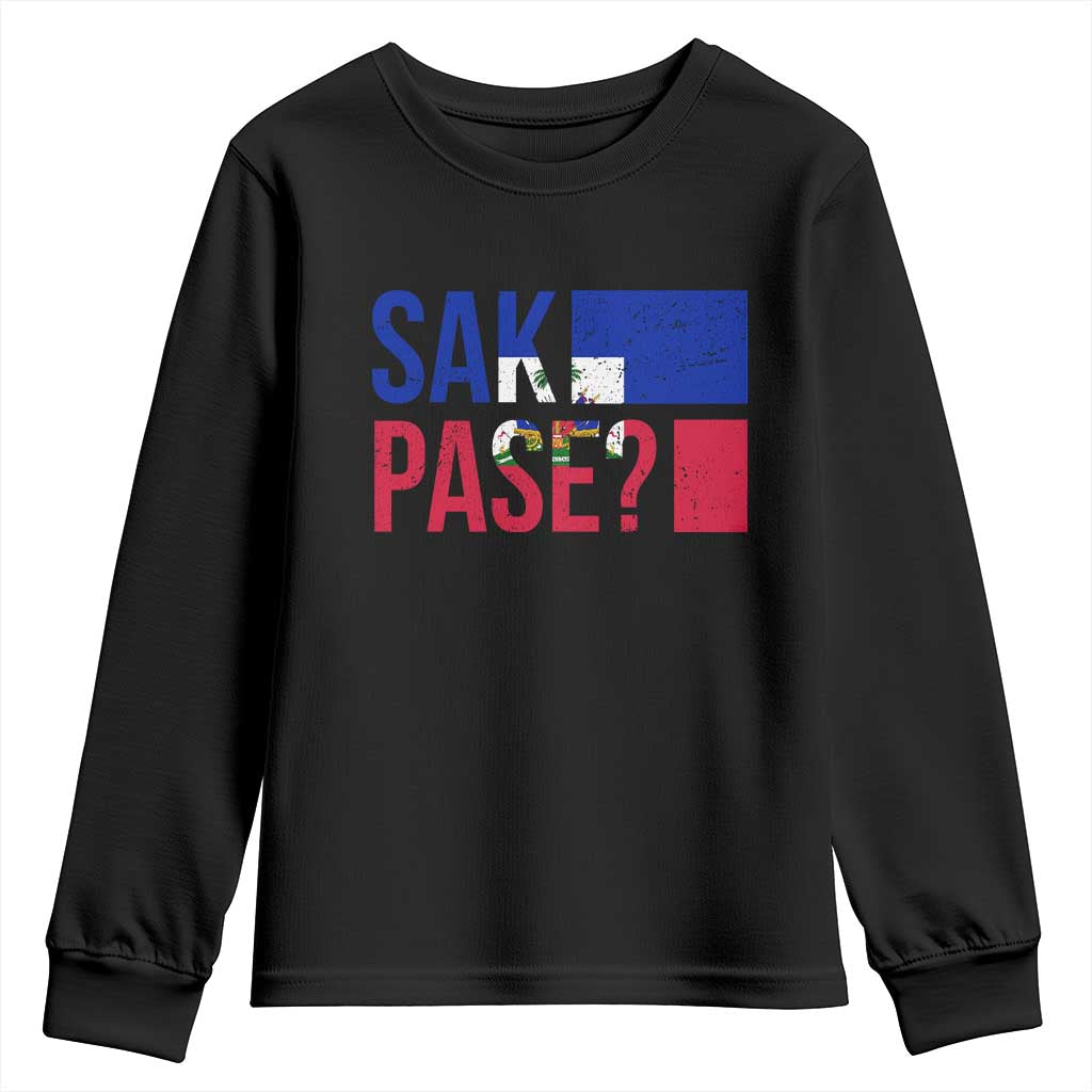 Sak Pase Haitian Creole Youth Sweatshirt Haiti Flag Heritage Pride