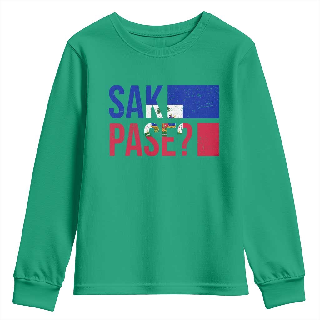 Sak Pase Haitian Creole Youth Sweatshirt Haiti Flag Heritage Pride