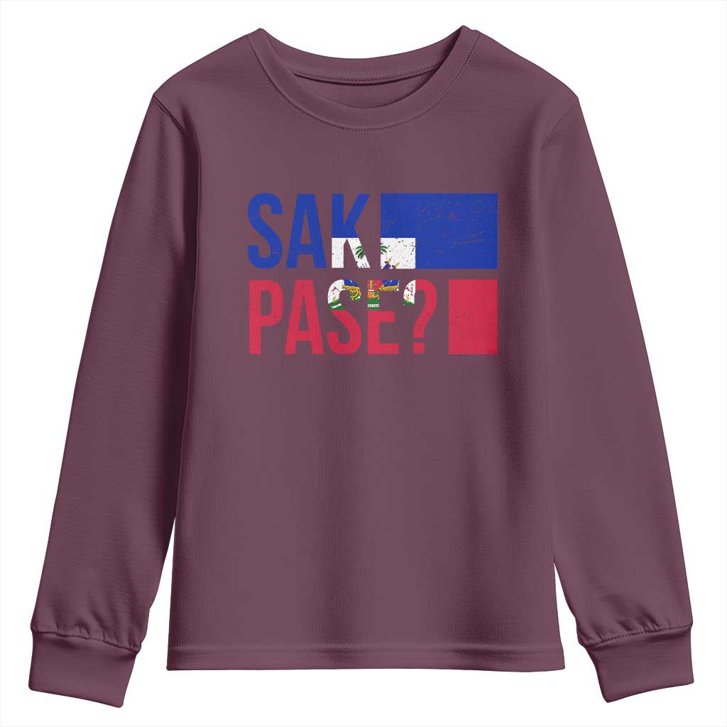 Sak Pase Haitian Creole Youth Sweatshirt Haiti Flag Heritage Pride