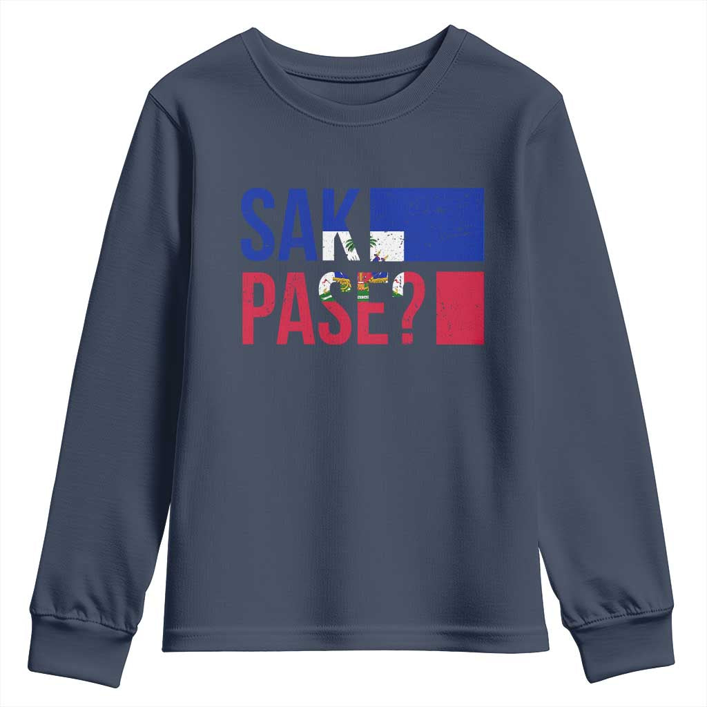 Sak Pase Haitian Creole Youth Sweatshirt Haiti Flag Heritage Pride