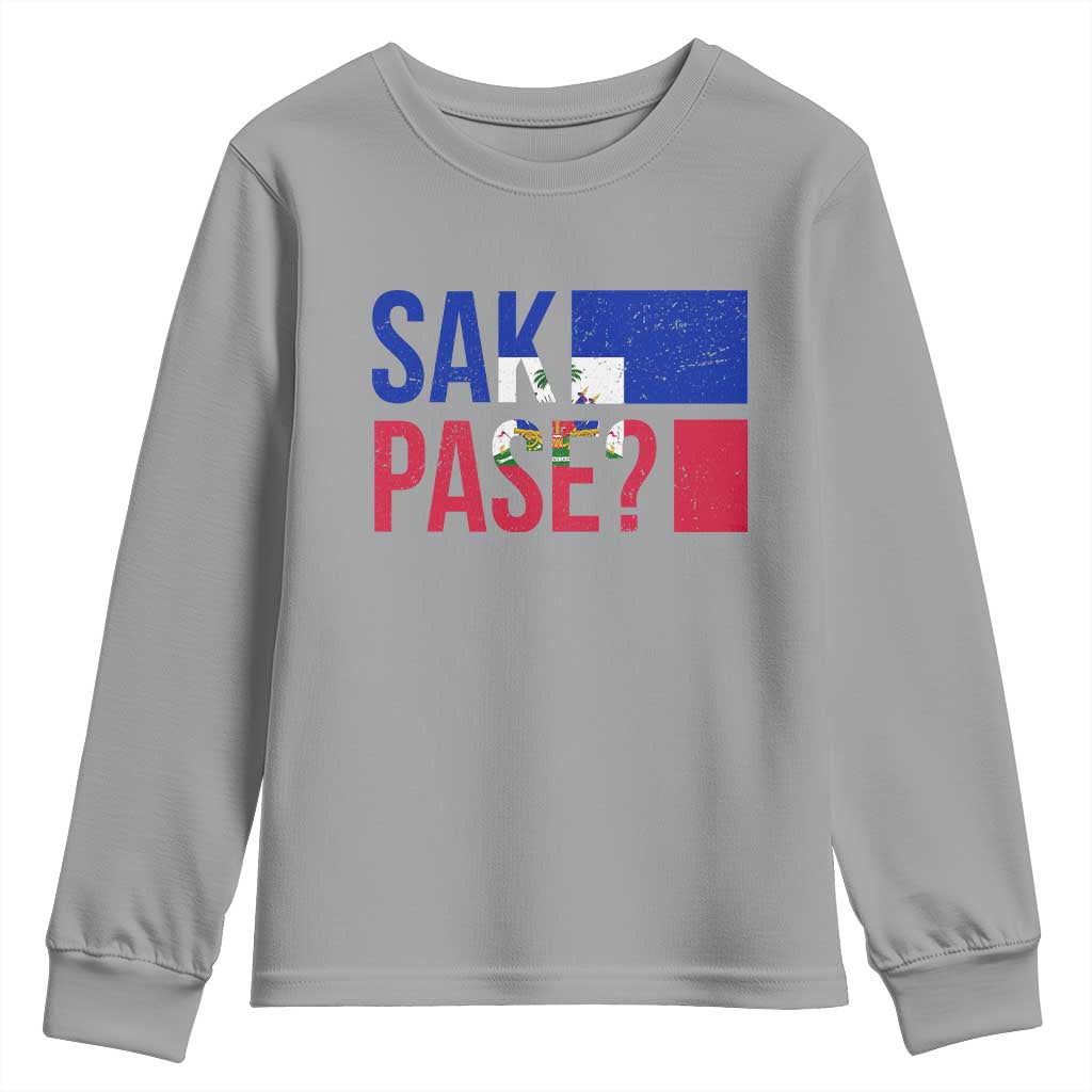 Sak Pase Haitian Creole Youth Sweatshirt Haiti Flag Heritage Pride
