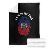 It's In My DNA Haitian Flag Fingerprint Graphic Throw Blanket Haiti Heritage Pride