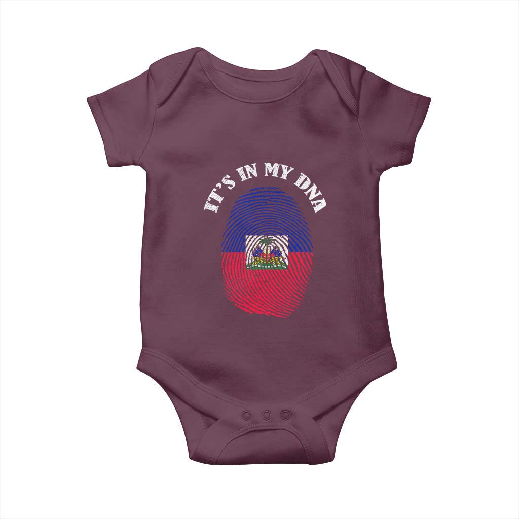 It's In My DNA Haitian Flag Fingerprint Graphic Baby Onesie Haiti Heritage Pride