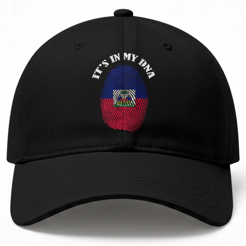 It's In My DNA Haitian Flag Fingerprint Graphic Baseball Cap Haiti Heritage Pride