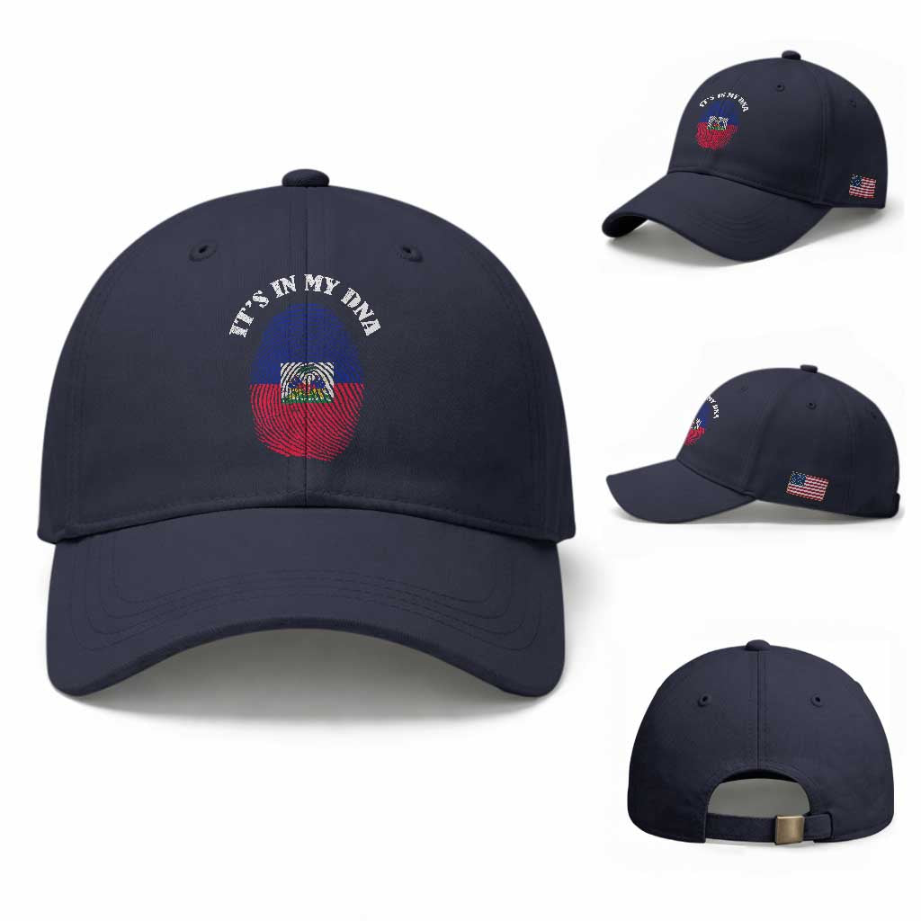 It's In My DNA Haitian Flag Fingerprint Graphic Baseball Cap Haiti Heritage Pride