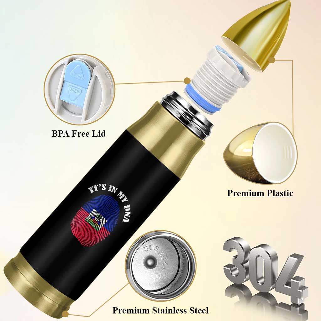 It's In My DNA Haitian Flag Fingerprint Graphic Bullet Tumbler Haiti Heritage Pride
