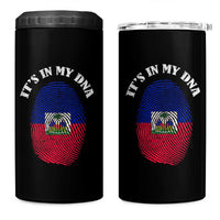 It's In My DNA Haitian Flag Fingerprint Graphic 4 in 1 Can Cooler Tumbler Haiti Heritage Pride