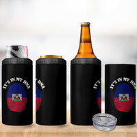 It's In My DNA Haitian Flag Fingerprint Graphic 4 in 1 Can Cooler Tumbler Haiti Heritage Pride