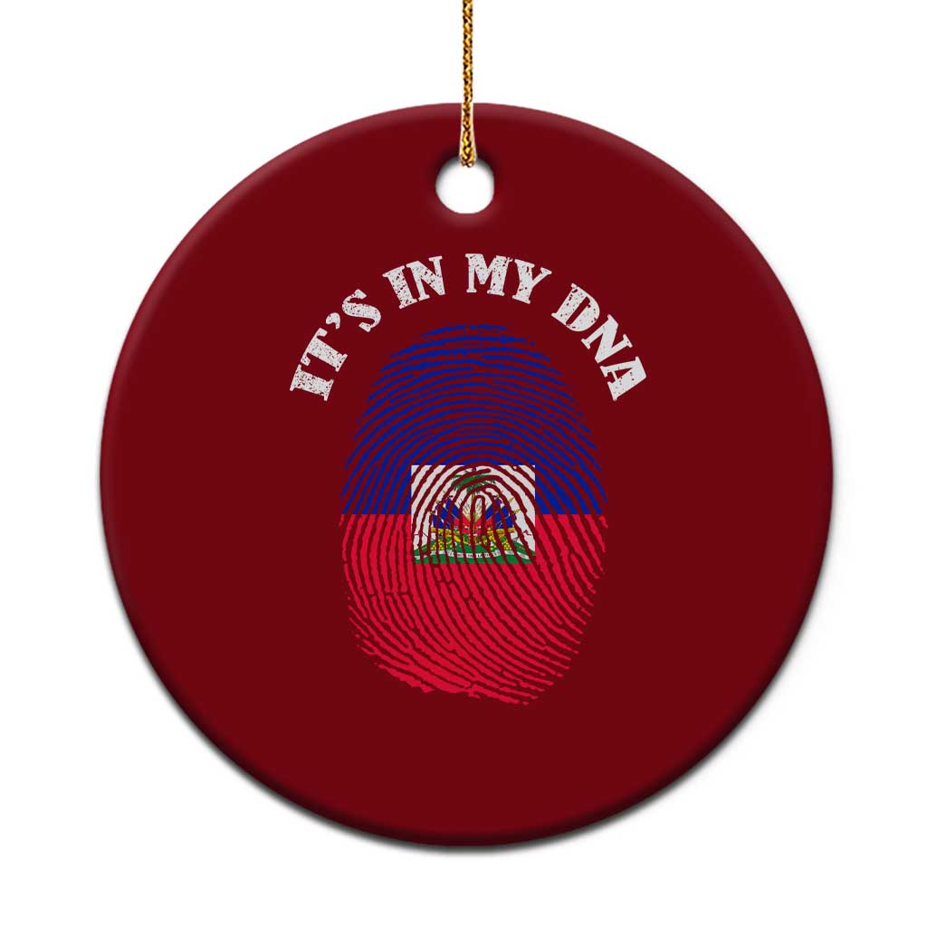 It's In My DNA Haitian Flag Fingerprint Graphic Ceramic Ornament Haiti Heritage Pride
