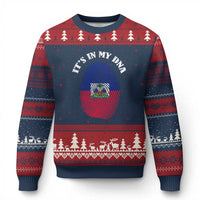 It's In My DNA Haitian Flag Fingerprint Graphic Ugly Christmas Sweater Haiti Heritage Pride