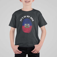 It's In My DNA Haitian Flag Fingerprint Graphic T Shirt For Kid Haiti Heritage Pride