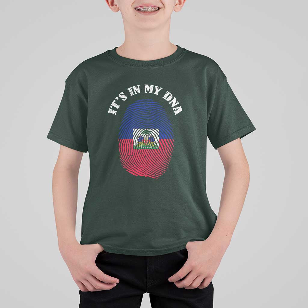 It's In My DNA Haitian Flag Fingerprint Graphic T Shirt For Kid Haiti Heritage Pride