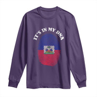 It's In My DNA Haitian Flag Fingerprint Graphic Long Sleeve Shirt Haiti Heritage Pride