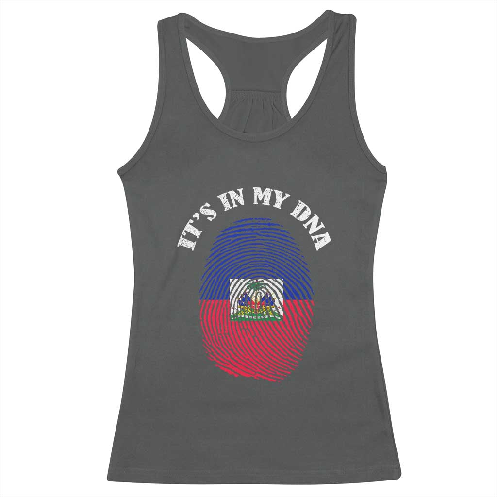 It's In My DNA Haitian Flag Fingerprint Graphic Racerback Tank Top Haiti Heritage Pride