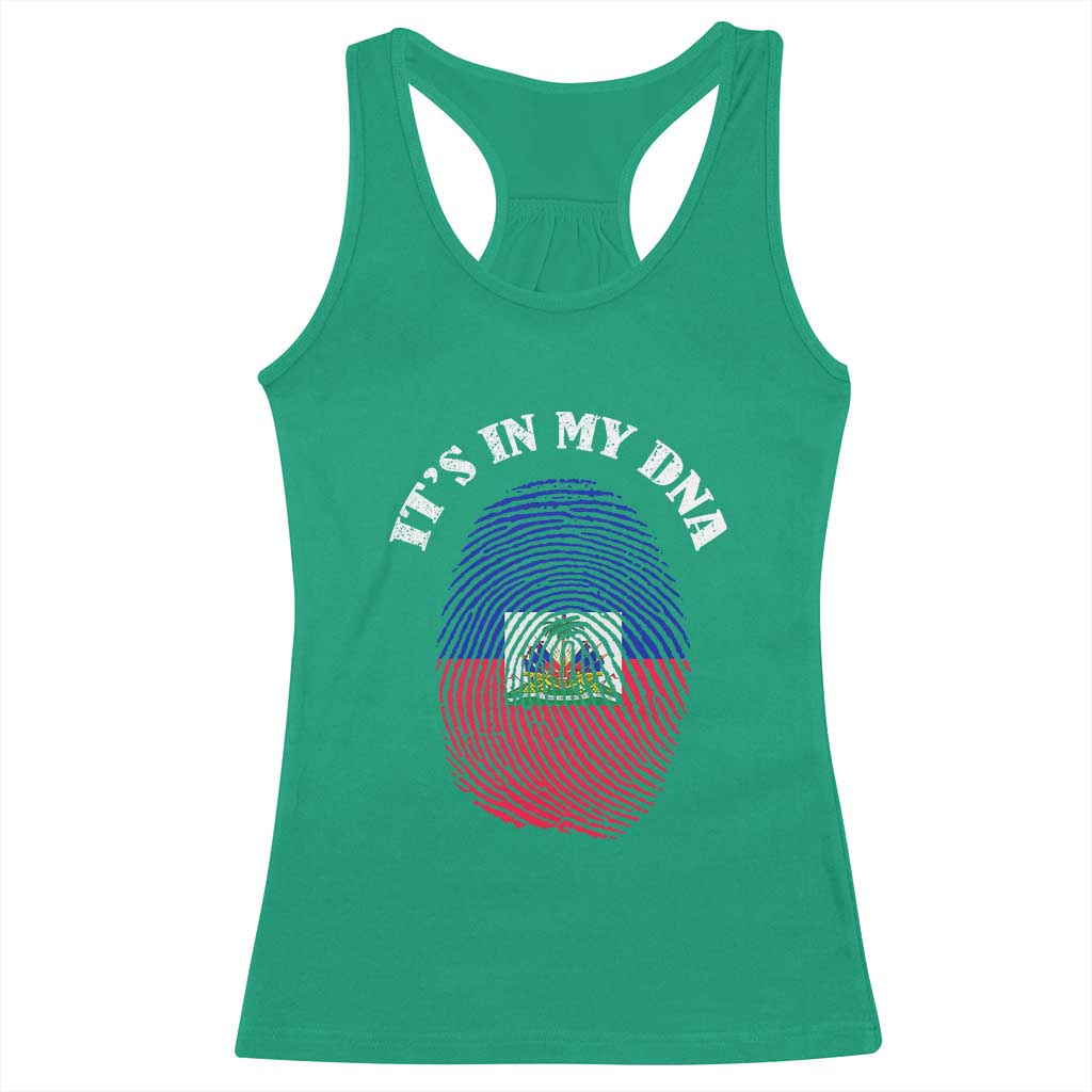 It's In My DNA Haitian Flag Fingerprint Graphic Racerback Tank Top Haiti Heritage Pride