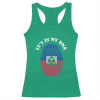 It's In My DNA Haitian Flag Fingerprint Graphic Racerback Tank Top Haiti Heritage Pride