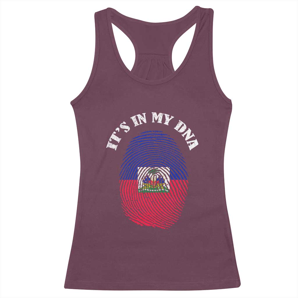 It's In My DNA Haitian Flag Fingerprint Graphic Racerback Tank Top Haiti Heritage Pride