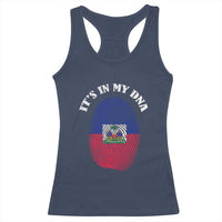 It's In My DNA Haitian Flag Fingerprint Graphic Racerback Tank Top Haiti Heritage Pride